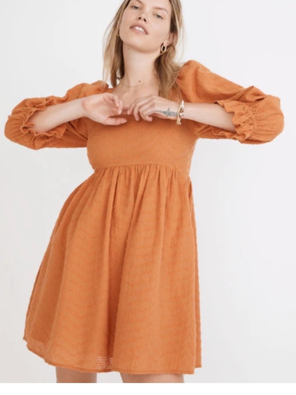 Madewell mulled cider puff sleeve mini dress